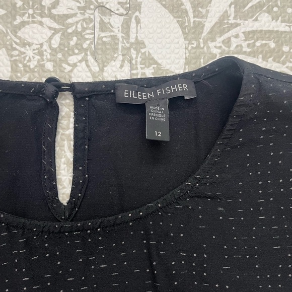 Eileen Fisher Black Dotted Blouse - Picture 4 of 6